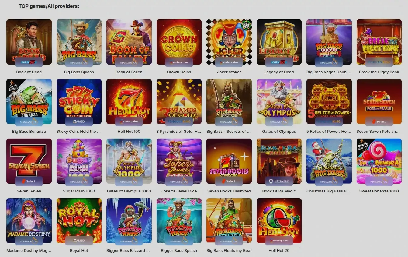 Игровой каталог Ggbet